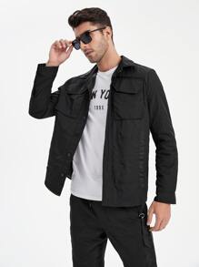 FLOW SUPPLY CO Men Flap Pocket Button Front Jacket - Black - View 5