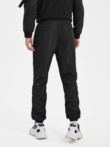 FLOW SUPPLY CO Hombres Pantalones panel en contraste de cintura con cordón - Negro - Ver 2