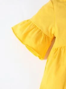 Baby Girl Flounce Sleeve Tee & Patched Jeans & Headband - Multicolor - View 6