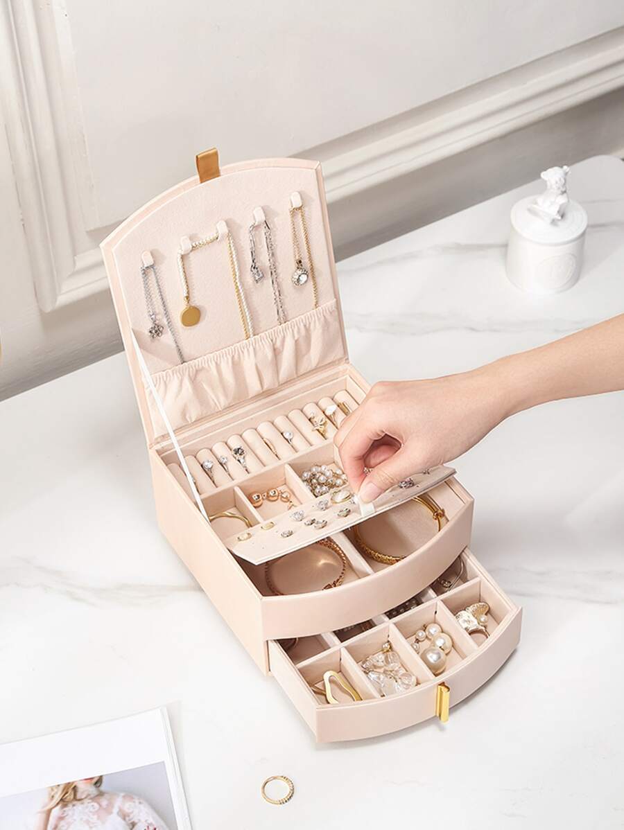 1入組便攜首飾類收納多格首飾類收納 - 粉色 - 查看 1