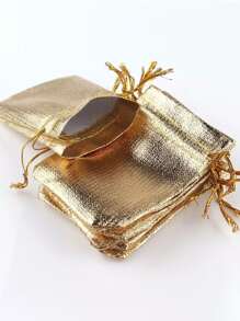 10pcs Drawstring Jewelry Storage Bag - Gold - View 1