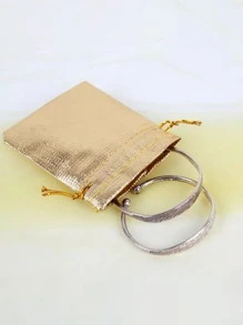 10pcs Drawstring Jewelry Storage Bag - Gold - View 3