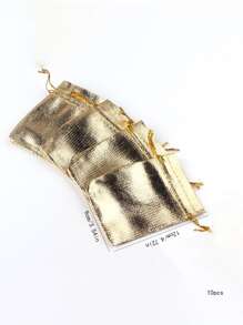 10pcs Drawstring Jewelry Storage Bag - Gold - View 4