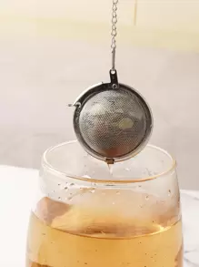 1 pieza Infusor de té de acero inoxidable 304 con bola para condimentos, filtro para elaborar té, regreso a clases - Plateado - Ver 1