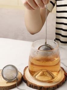 1 pieza Infusor de té de acero inoxidable 304 con bola para condimentos, filtro para elaborar té, regreso a clases - Plateado - Ver 4