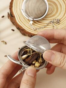 1 pieza Infusor de té de acero inoxidable 304 con bola para condimentos, filtro para elaborar té, regreso a clases - Plateado - Ver 5