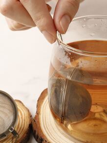 1 pieza Infusor de té de acero inoxidable 304 con bola para condimentos, filtro para elaborar té, regreso a clases - Plateado - Ver 6