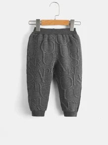 男嬰字母圖案套頭衫和衛褲 - 深灰色 - 查看 3