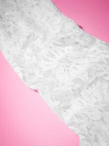 Floral Lace Long Gloves - White - View 8