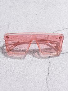 1 件女士 Y2K 欧美时尚方形超大无框铆钉太阳镜，复古高端简约海滩旅行太阳镜，适合夏季海滩度假、户外、旅行日常使用