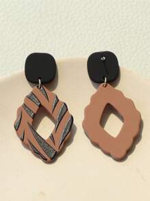 條紋圖案幾何耳墜 - 彩色 - 查看 2