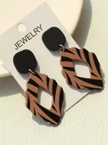 條紋圖案幾何耳墜 - 彩色 - 查看 4