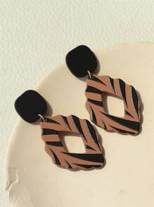 條紋圖案幾何耳墜 - 彩色 - 查看 5
