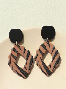 條紋圖案幾何耳墜 - 彩色 - 查看 6