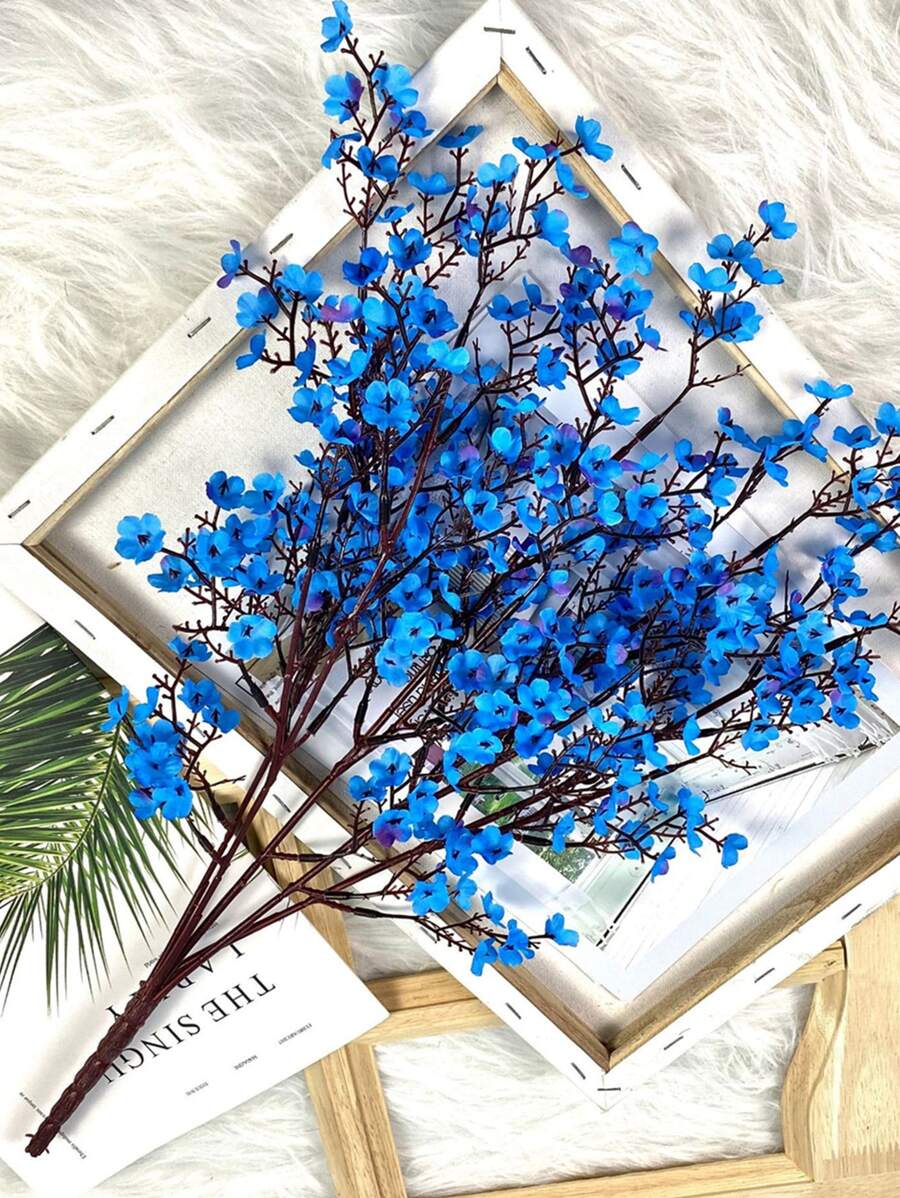 MEHELANY 8支仿真满天星，18.11英寸蓝色仿真满天星花束，适用于家居室内装饰、春夏派对装饰、户外花园、室内壁炉、门廊装饰、婚礼、派对DIY花艺装饰、礼物、母亲节/DIY花环/婚礼背景装饰