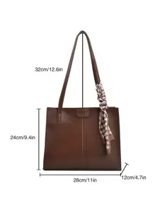 Bow Decor Waterproof,Lightweight,Business Casual Skinny Scarf Decor Square Bag With Small Pouch Vintage For Teen Girls Women College Students,Rookies & White-Collar Workers Perfect For Office,College,Work ,Business,Commute - Coffee Brown - View 8
