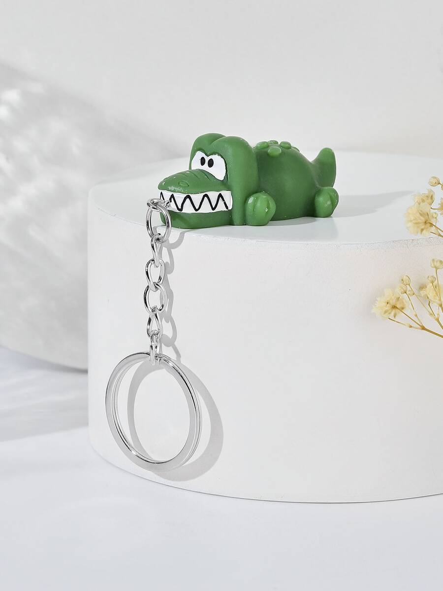 Cartoon Crocodile Charm Keychain - Multicolor - View 1