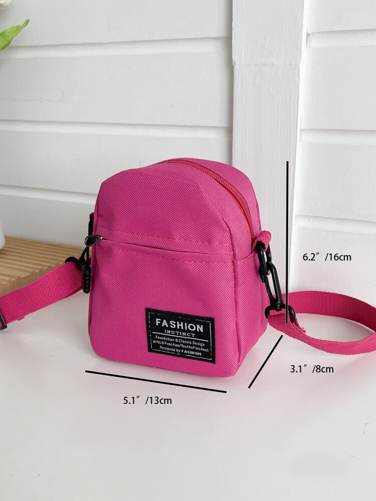 Mini Neon Pink Letter Patch Decor Square Bag Lightweight, Fashion White-Collar Workers College, Work, Business, Commute, Office, For Anniversary, For Couple, For Birthday Gift, On Valentine Day Gift, Gift