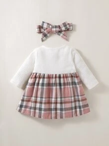 Đầm em bé Nơ Bướm Gân đan Sọc ca rô Sẵn sàng - Nhiều màu - Xem 2