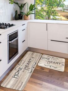 1pc Slogan Graphic Anti-slip Kitchen Rug - Multicolor - View 6