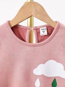 Toddler Girls Cartoon Graphic Pocket Patched Keyhole Back Dress - Pink - View 4