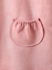 Toddler Girls Cartoon Graphic Pocket Patched Keyhole Back Dress - Pink - View 5