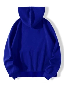 SHEIN Unity Skeleton Rhinestone Zip Up Thermal Lined Hoodie - Royal Blue - View 2