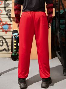 Manfinity Men Letter Graphic Joggers - Red - View 2