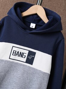 Boys Colorblock Letter Graphic Thermal Lined Hoodie & Sweatpants Set - Multicolor - View 5