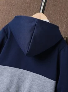 Boys Colorblock Letter Graphic Thermal Lined Hoodie & Sweatpants Set - Multicolor - View 7