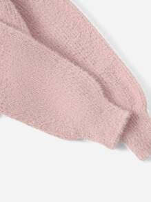 SHEIN Girls Turtleneck Drop Shoulder Jumper - Baby Pink - View 4