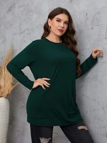 Mulvari 大碼紐扣細節素色T恤 - 墨綠色 - 查看 4