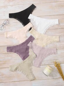 7packs Contrast Lace Sexy Panties Set - Multicolor - View 1