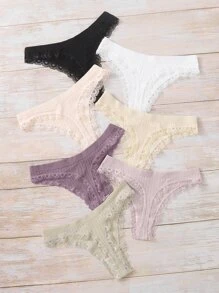 7packs Contrast Lace Sexy Panties Set - Multicolor - View 2