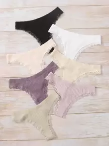 7packs Contrast Lace Sexy Panties Set - Multicolor - View 4