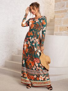 DEARCASE Floral Print A-line Dress - Multicolor - View 1