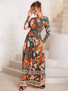 DEARCASE Floral Print A-line Dress - Multicolor - View 3