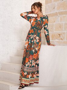 DEARCASE Floral Print A-line Dress - Multicolor - View 4