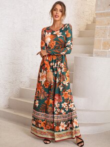 DEARCASE Floral Print A-line Dress - Multicolor - View 6