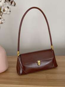 New Faux Baguette Bag, Christmas Gift, Fashionable Casual All-Match Solid Color Women's Armpit Bag With Lock Buckle, Suitable For Office Workers, White-Collars, And College Students, Shoulder Bag Office Bag & Business Casual Bag For Women, Perfect For Office, Business And Work