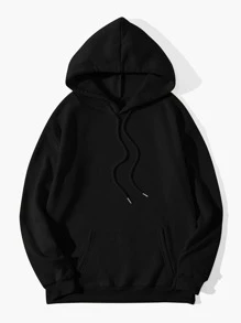 INAWLY 加大码标语印花保暖抽绳卫衣，如果我的嘴不说，我的脸肯定会说出来！适合冬季毕业季、返校季、毕业典礼、教师节等场合，女士返校套头衫，秋季必备。 - 黑色 - 查看 2