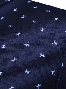 Manfinity Homme Áo thun có cổ Nam Nút Tất cả trên in Công việc - Màu xanh hải quân - Xem 5