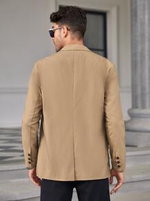 Manfinity Men Flap Pocket Blazer - Khaki - View 3