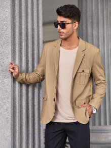 Manfinity Men Flap Pocket Blazer - Khaki - View 4