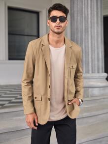 Manfinity Men Flap Pocket Blazer - Khaki - View 6