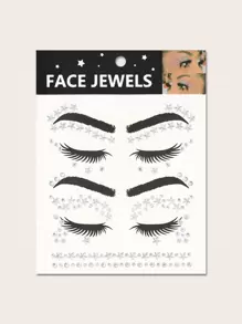 1 hoja Pegatina con diamante de imitación facial - Blanco - Ver 1