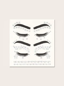 1 hoja Pegatina con diamante de imitación facial - Blanco - Ver 3