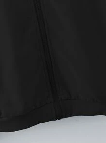 Tween Girl Letter Graphic Zip Up Sweatshirt - Black - View 6