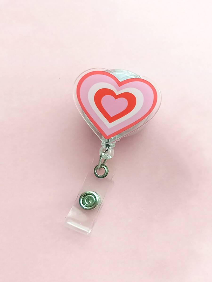 1pc Heart Pattern ID Card Buckle - Multicolor - View 1