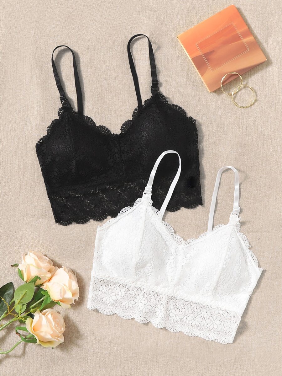 孕妇装 2 件装 花卉蕾丝 无钢圈文胸内衣 适合妈妈 - 彩色 - 查看 1